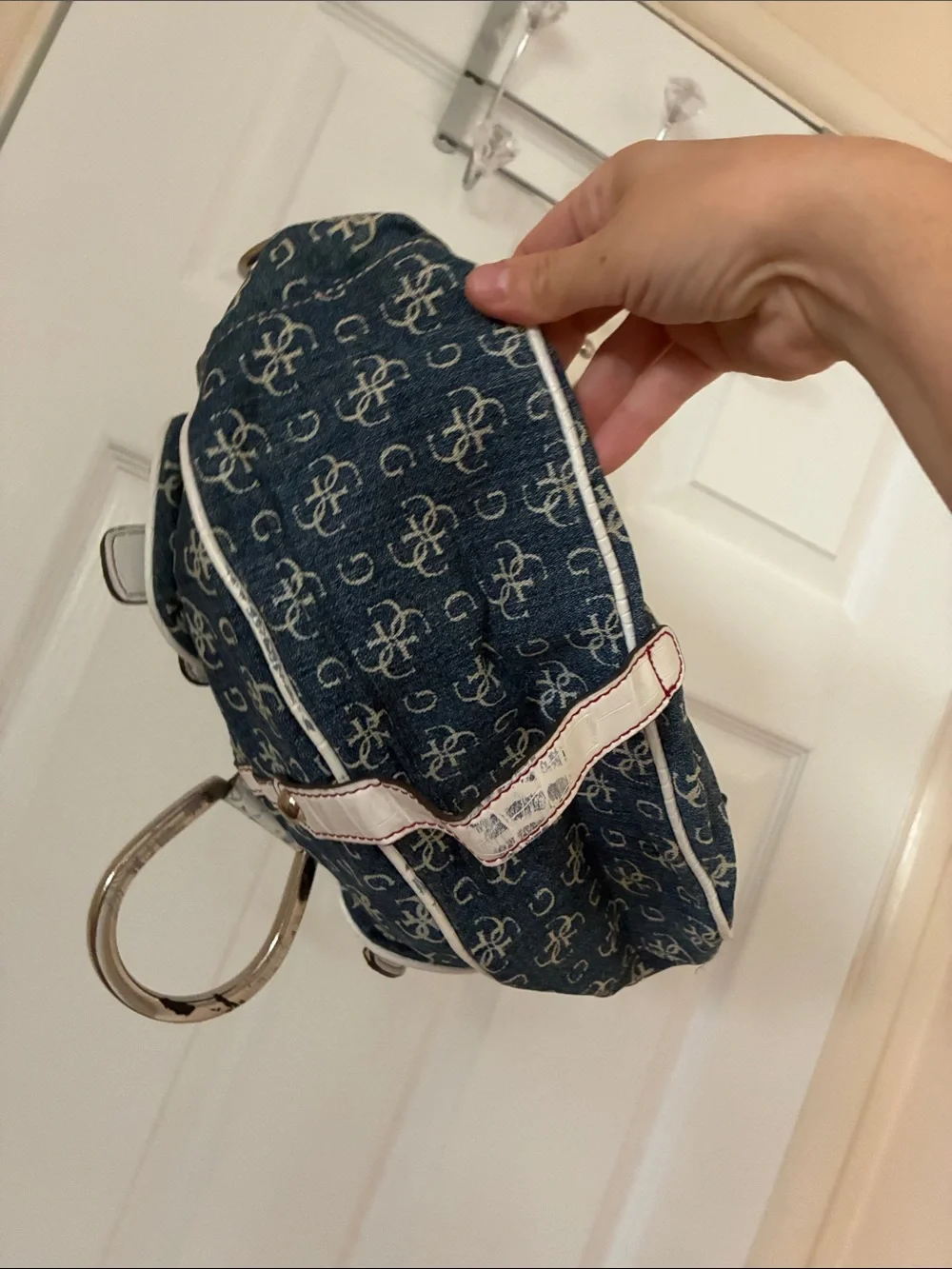Y2K GUESS JEAN DENIM LOGO HOBO HANDBAG PURSE Shoulder Bag SLOUCHY MONOGRAM